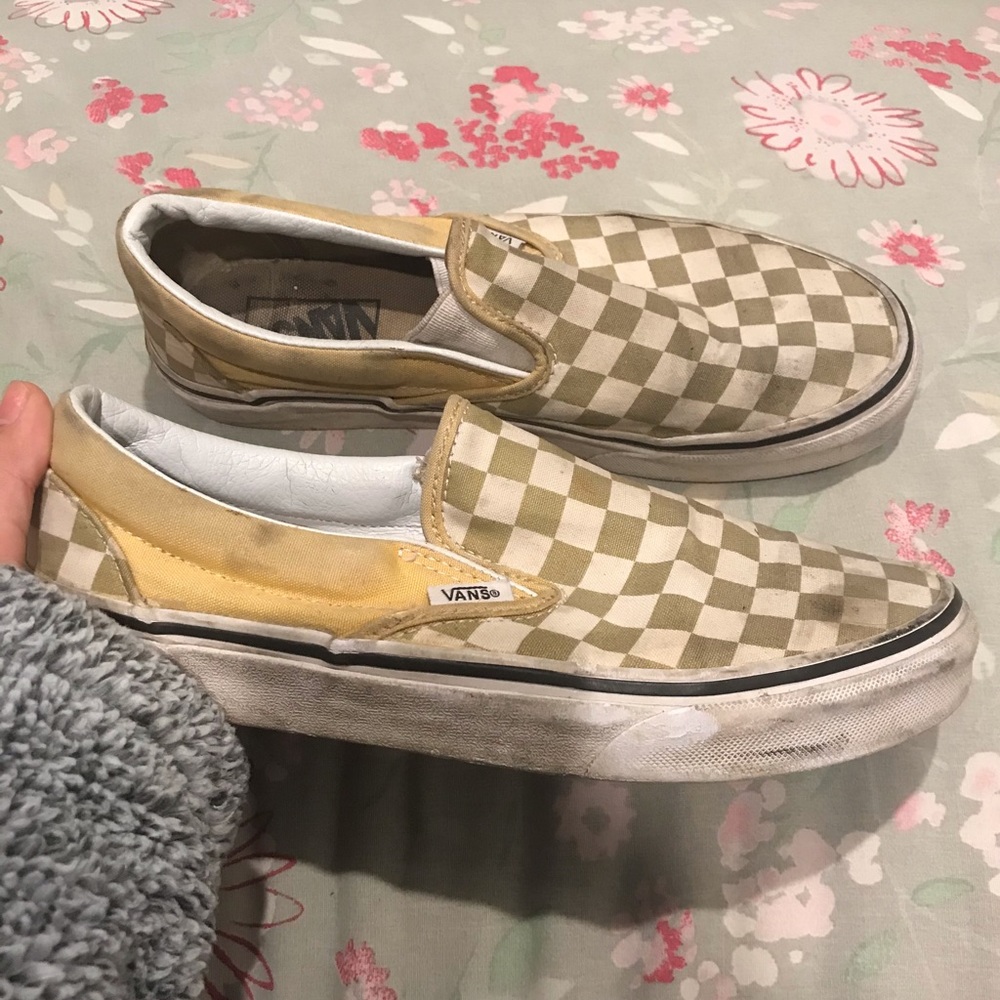 Vans Yellow & White Checkered Sneakers Size 7.5